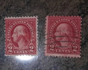 (x2) U.S. Postage George Washington Two Cents Stamps red dyed  - Picture 1 of 3