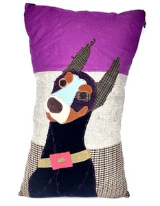 Carola Van Dyke Doberman Dog Decorative Throw Pillow Filled 25" X 14" HAND MADE - Picture 1 of 8