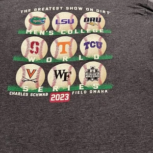 NCAA Baseball 2023 College World Series Championship Tee Sz XL Omaha 8 Teams - Picture 1 of 15