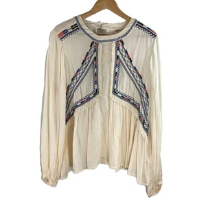 M&S Indigo Collection Ivory Mix Embroidered Peasant Blouse UK 22 NWT - Picture 1 of 4