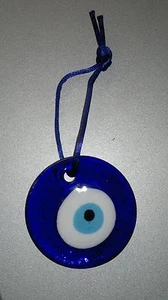 Pendant charm lucky evil eye Blue glass amulet car wall hanging 2.4 " Feng Shui  - Picture 1 of 2