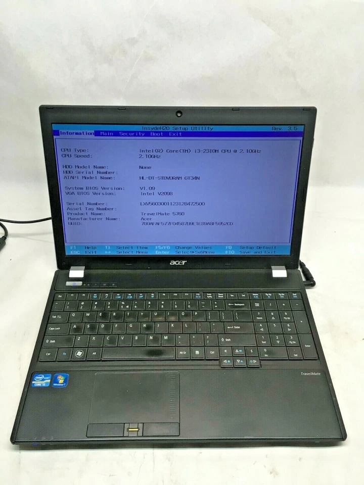 Acer Travel Mate 5760-6816 Core i3 Laptop Boots to BIOS Parts Bad LCD - JR - Image 1 of 4