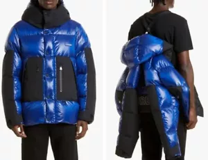 BURBERRY Panelled Zipped Hooded Blue Jacket Size M - Picture 1 of 9