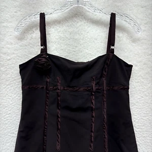 90s Y2K Vintage Midi Sheath Dress 8 Medium Brown Cocktail Fairy Whimsigoth - Picture 1 of 12