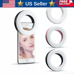 Phone Ring Light USB Rechargeable Clip-On Selfie 40 LED 20 Cool 20 Warm Portable - Picture 1 of 7