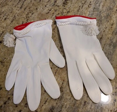 Guantes elásticos de nailon borla cuerda blanca roja talla L XL vintage 8,5" emperatriz formal Foto 1 de 4