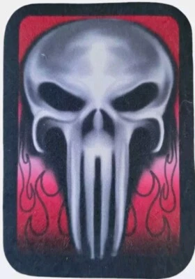 BAD ASS DEATH SKULL FLAMES BIKER MOTORCYLE SEW ON LEATHER PATCHES 3 X 2 INCH - Image 1 of 3