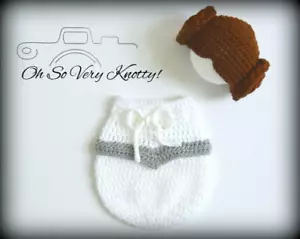 Star Wars Princesa Leia Inspirada a Mano Crochet Bebé Foto Envoltura Saco - Imagen 1 de 1