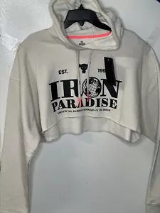 Sudadera con capucha Under Armour Project Rock Crop polar blanca negra talla múltiple nueva con etiquetas - Imagen 1 de 7