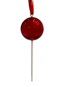 CLEAR DARK RED LOLLIPOP ORNAMENTS | Christmas Tree Candy Land Birthday Fake Bake - Picture 1 of 5