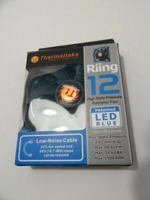 ThermalTake Riing 12 Blue LED High Static Pressure Radiator Fan 120x120x25mm - Image 1 of 3