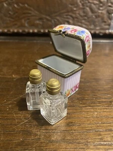 Limoges Twin Bottle Miniature Perfume Casket hand Painted - Collectible Scent - Picture 1 of 11