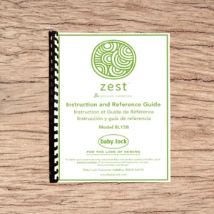 Baby Lock ZEST BL15B Instruction Manual Printed Coil Bound - Picture 1 of 8