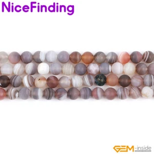 Botswana Agate Natural Round Frosted Matte Gemstone Beads For Jewelry Making 15" - Picture 1 of 15