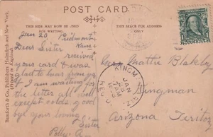 ARIZONA TERRITORY KINGMAN WEG AUS DEM ZENTRUM DRUCK 1903 1 CENT FRANKLIN RPPC - Bild 1 von 2