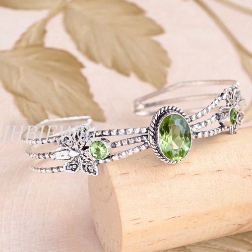 VALENTINO Bracciale Farfalla Argento Sterling 925 Pietra Preziosa Peridoto Verde Sfaccettato Regalo