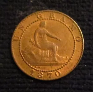 *GUTSE*219- PROVISIONAL GOVERNMENT, 1 CENT 1870, BARCELONA OM, UNCIRCULATED++. - Picture 1 of 2
