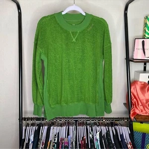 Aerie A Little Nice grünes genopptes Modal Sweatshirt Oberteil - Bild 1 von 8