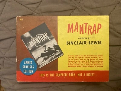 WW2 Vintage Pb,  Mantrap by Lewis, Armed Service Ed 911, 1944, NvG+ - Imagem 1 de 4