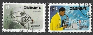 ZIMBABWE 1982 Juego de 2 - Centenario TUBERCULOSIS KOCH - SG 620/621 - Fino Usado - Imagen 1 de 2