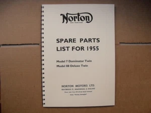 NORTON PARTS BOOK FOR  MODEL 7 DOMINATOR TWIN AND 88 DELUXE TWIN FOR 1955 MODELS - Picture 1 of 1