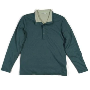 Columbia Pullover Insulated Waffle Knit Shirt Mens M Green 1/4 Snap Polyester - Picture 1 of 16