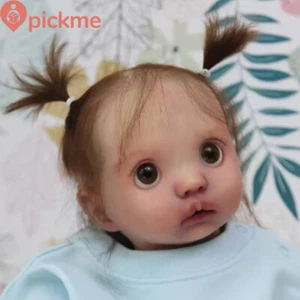 16'' Reborn Baby Doll Peeka Short Brown Hair Finished Cloth Body + Belly Plate - Bild 1 von 4