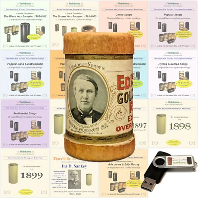 Early WAX CYLINDER music recordings in an antique EDISON box, 15 albums YOU PICK - Image 1 of 2