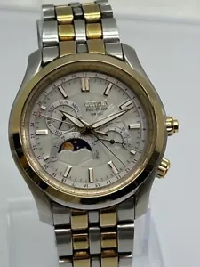Orologio Citizen Uomo Eco-Drive Fasi Lunari Calibro 8651 Bracciale Bicolore (NJL028152) - Foto 1 di 9