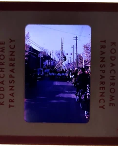 Vintage 1950s Kodak Red Border 35mm Transparency, Korean parade street ladder - Picture 1 of 3