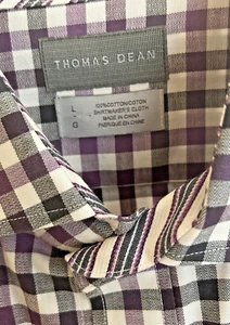 THOMAS DEAN DESIGNER MENS SHIRT - LARGE - MAROON/GRAY CHECK - Picture 1 of 4