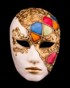 Mask from Venice Volto Venetian Paper Mache -cord IN Satin- Italy #2151 - Picture 1 of 2