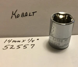 Kobalt 14mm x 1/4" Dr Metric Socket 52557- 6 Pt - Chrome Finish Free Shipping - Picture 1 of 2