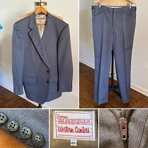 Traje Blazer Pantalones Vaquero Años 70 80 De Colección 2 Piezas George Harris Western a Rayas Mancha - Imagen 1 de 23