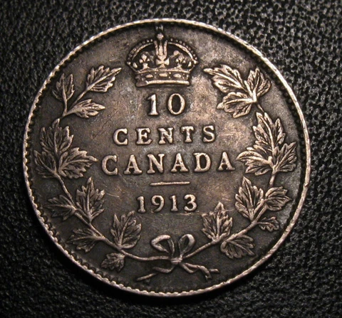 OLD CANADIAN COINS RARE 1913  CANADA BROAD LEAVES TEN CENTS  BEAUTY 10 c Cover