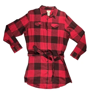 AS REAL AS WRANGLER Plaid Cotton Flannel Pearl Snap Dress Black & Red Size Large - Picture 1 of 8