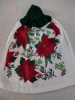 Hand Crocheted Kitchen Towels Christmas Poinsettia Design New Hand Made Set of 2 - Image 1 of 3