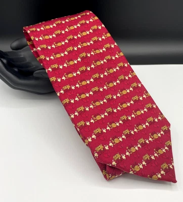 PINEDA COVALIN Men's 100% Silk ~ Red ~ Designer Pattern ~ Made in Mexico! - Image 1 of 4