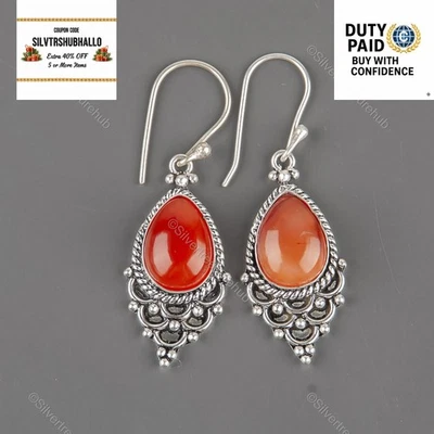 Chakra Sacro Piedra Cornalina Plata 925 Único Moda Nuevos Pendientes Colgantes Foto 1 de 4