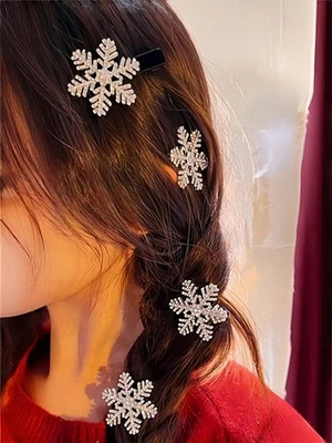 6pcs Christmas Winter Snowflake Hair Clips Alligator Clips for Women Holiday UK