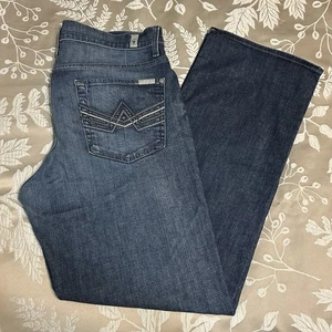 7 For All Mankind Jeans Mens 34x33 Blue A Pocket Relaxed Straight Leg Medium - Picture 1 of 13