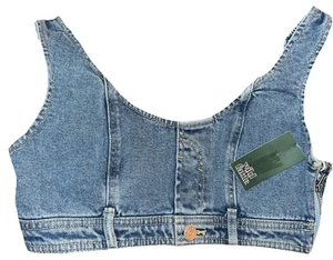 Denim Vest Crop Top Med-Wash Reworked Scoop Neck Women’s Sz Sm Wild Fable NWT - Picture 1 of 6