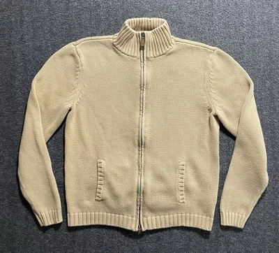 Suéter Años 90 Y2K Lauren Ralph Lauren Cremallera Completa Cuello Simulado Beige Tostado De Colección Talla M Foto 1 de 4
