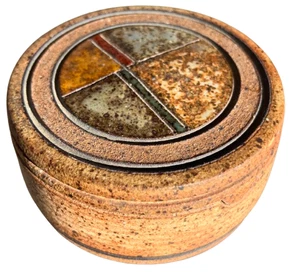 Jack Wells Studio Keramik Deckeldose Box Aschenbecher signiert MCM rustikal Südwesten Kunst - Bild 1 von 14