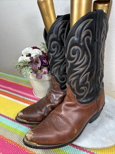 Botas de Vaquero LAREDO Cuero Vamp Fox Placas de Latón Western Para Hombre Talla US 11.5 EW - Imagen 1 de 12