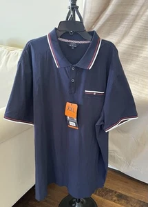 Ben Sherman Men's Short Sleeve Pocket Polo Shirt Navy W/white & Red. NWT Sz. 2XL - Picture 1 of 8