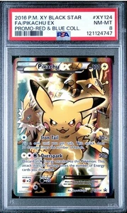 2016 Pokemon XY Black Star Promo Pikachu EX Full Art Rot & Blau XY124 PSA 8 - Bild 1 von 2