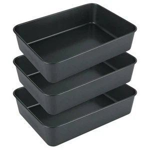 3 Pcs Rectangle Cake Pan High Sided, 10.2" x 7.5" x 2.4" Non-Stick Baking She... - Picture 1 of 7