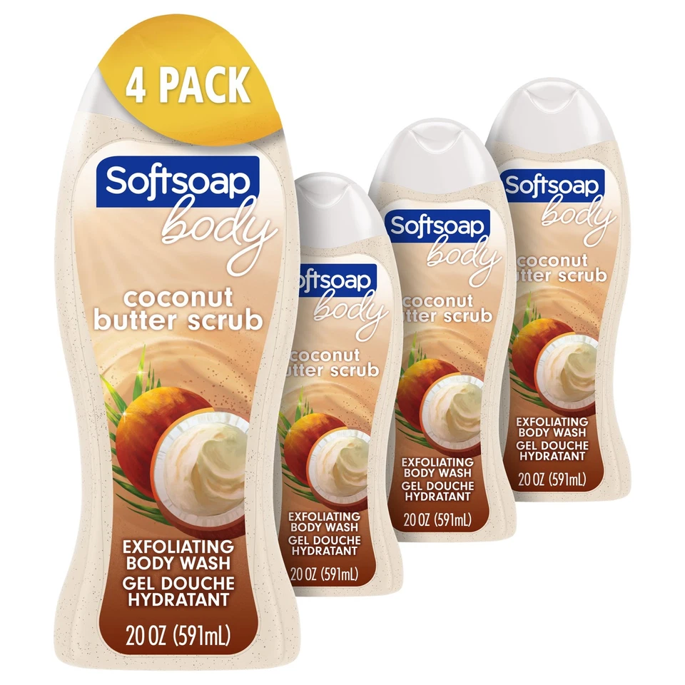 Softsoap Coconut Butter Scrub Exfoliating Body Wash Pack of 4 20 Fl Oz - Image 1 of 4