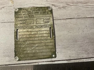 ORIGINAL VINTAGE REPUBLIC AVIATION F-105 AIRCRAFT NAME PLATE - MOD - Picture 1 of 2